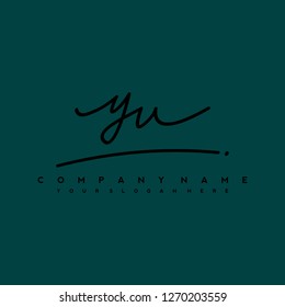 Y U Initial handwriting logo vector