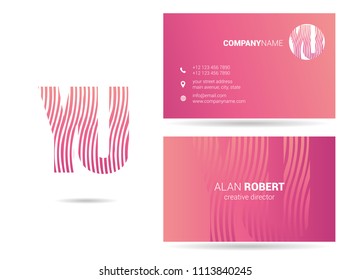 Y & U Joint waves letter design with business card template
