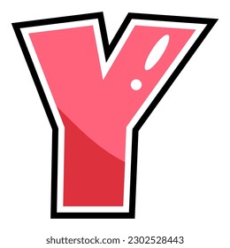 Y uppercase english, Children font alphabet cartoon style in red tone - water wave pattern.  For headings, flyer, greeting cards, product packaging, book cover, printed quotes, logotype, design