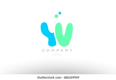 Y V alphabet letter blue green logo vector creative company icon design template modern dots