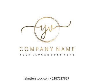 Y V Initial handwriting logo vector