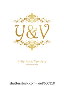 Y & V initial wedding logo template vector