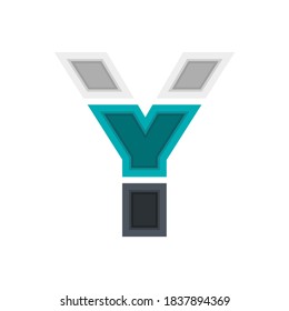  Y Vektorschriftalphabet, modernes dynamisches Design. Schwarz, irisch blau, weiß. für; Gestaltungselemente; Logo, Kreativposter, Corporate Identity, Anwendung etc.