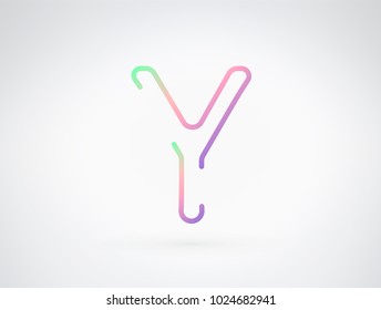Y vector font letter alphabet. Playful color dynamic flat design with brilliant smooth gradient for your unique elements design ; logo, headline, corporate identity, application, joyful poster & more