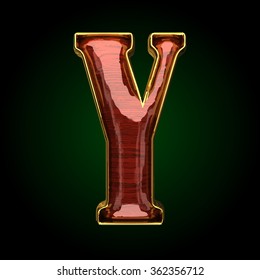 y vector golden letter with red wood