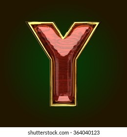 y vector golden letter with red wood