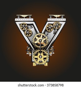 y vector letter with gears