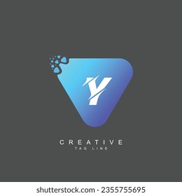 Plantilla de diseño de logotipo natural de triángulo vectorial Y para marca, identidad corporativa