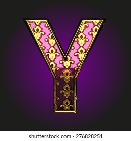 y  vector violet letter with gold