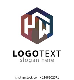 Y W Initial letter hexagonal logo vector