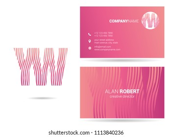 Y & W Joint waves letter design with business card template