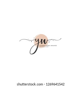 Y W YW Initial letter handwriting and  signature logo.