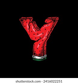 Y WATERMELON FONT VECTOR DESIGN