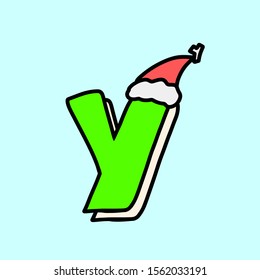Y wearing a christmas hat