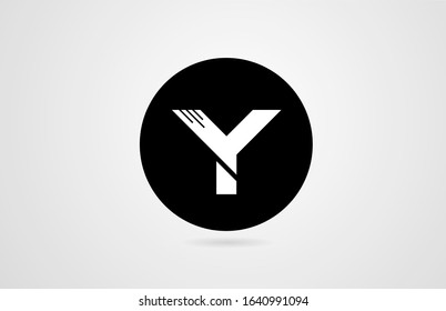 Y white alphabet letter black circle company business logo icon design. Suitable for corporate logotype