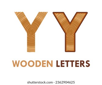 y Wooden letters design logo template illustration