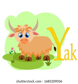 Y word for yak animal alphabet illustration 