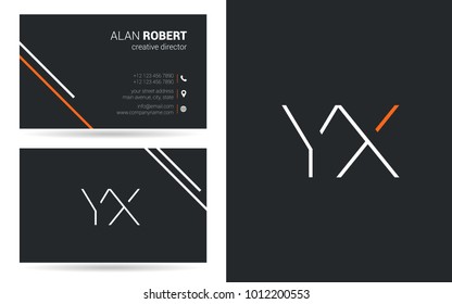 Y & X joint logo line letter design with business card template 