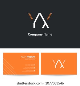 Y & X stroke letter design with business card template