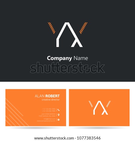 Y & X stroke letter design with business card template