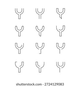 Y, X, W, V, U, S T alfabeto Word Variedade Design Vetor Design Cor sólida Preto e Branco