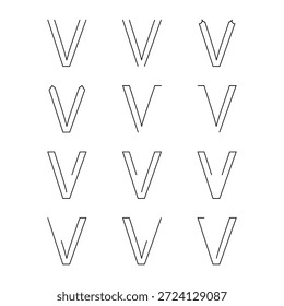 Y, X, W, V, U, S T alfabeto Word Variedade Design Vetor Design Cor sólida Preto e Branco