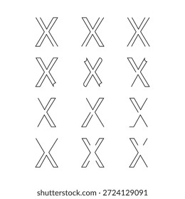 Y, X, W, V, U, S T alfabeto Word Variedade Design Vetor Design Cor sólida Preto e Branco