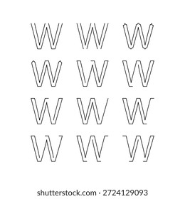 Y, X, W, V, U, S T alfabeto Word Variedade Design Vetor Design Cor sólida Preto e Branco