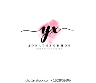 Y X YX Initial watercolor logo on white background. Logo template vector