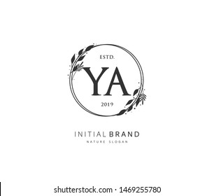 Y A YA Beauty vector initial logo, handwriting logo of initial signature, wedding, fashion, jewerly, boutique, floral and botanical with creative template for any company or business.