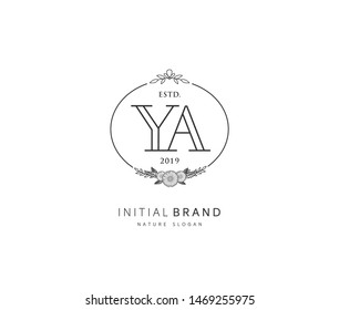 Y A YA Beauty vector initial logo, handwriting logo of initial signature, wedding, fashion, jewerly, boutique, floral and botanical with creative template for any company or business.