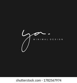 Y A YA Initial handwriting or handwritten logo for identity. Logo with signature and hand drawn style.