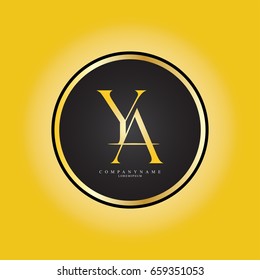  Y & A or YA Letter Logo Design Company with Circle Shape . Logo Template Design Vector 