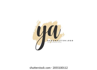 Y A YA logo, Initial lettering handwriting or handwritten for identity. Logo with signature and hand drawn style.