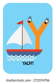 Y Yacht Alphabet Flashcards Template Baby Stock Vector (Royalty Free ...