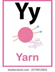 Y for yarn vector worksheet for kids