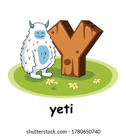 Y for Yeti Cartoon 3D Alphabet Wood Animals