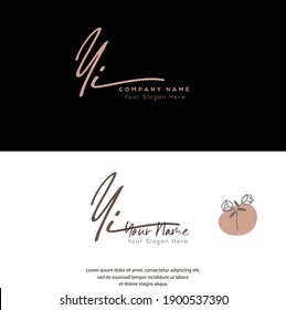 Y YI YI Escritura manuscrita inicial y logotipo de la firma. Logo inicial del vector de belleza .Moda, boutique, floral y botánica