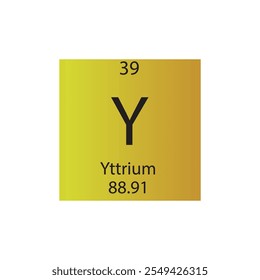 Y Yttrium Transition metal Chemical Element Periodic Table. Simple flat square vector illustration, simple clean style Icon with molar mass and atomic number for Lab, science or chemistry class.