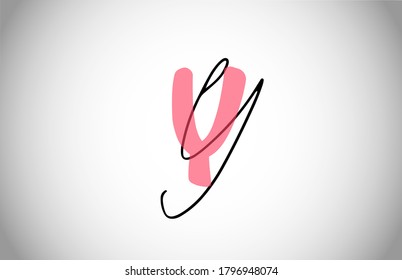 Y YY alphabet logo icon. Two types of letter design for company and business corporate identity in pink and black color
