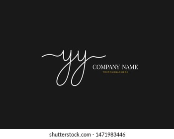 Y YY Initial handwriting logo design with circle. Beautyful design handwritten logo for fashion, team, wedding, luxury logo.