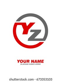 Y Z initial circle logo template vector