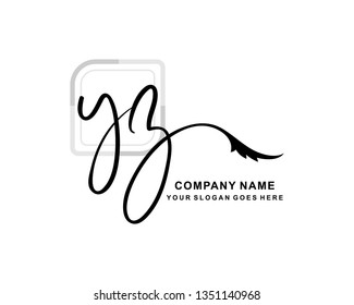 Y Z Initial Handwriting Logo Template