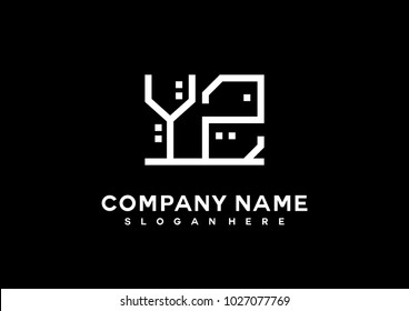 Y Z initial logo template vector