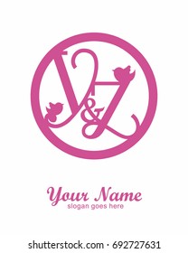 Y Z initial wedding decorative logo template