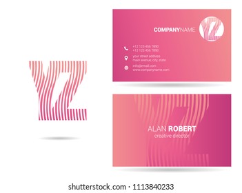 Y & Z Joint waves letter design with business card template
