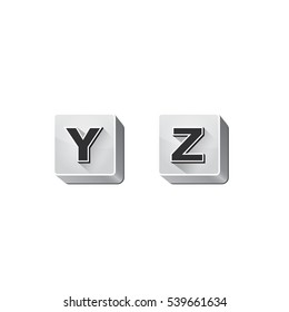 Y Z Letter on white cubic 3D blocks vector