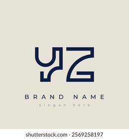 Y and Z logo design. YZ abstract Letters Logo Monogram. This logo design is the process of creating a visual symbol that represents a brand, company, or individual.