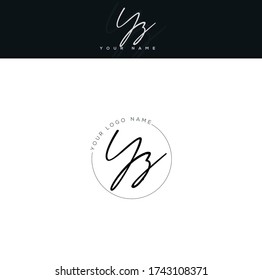Y Z YZ Initial letter handwriting and signature logo.