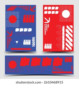 y2k 2000s scifi cyberpunk retro-futuristic layout template set for ux-ui application, 2d vector illustration